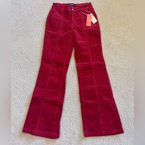 NWT Flamingo Red Corduroy Pocketed Flare Pants - Small